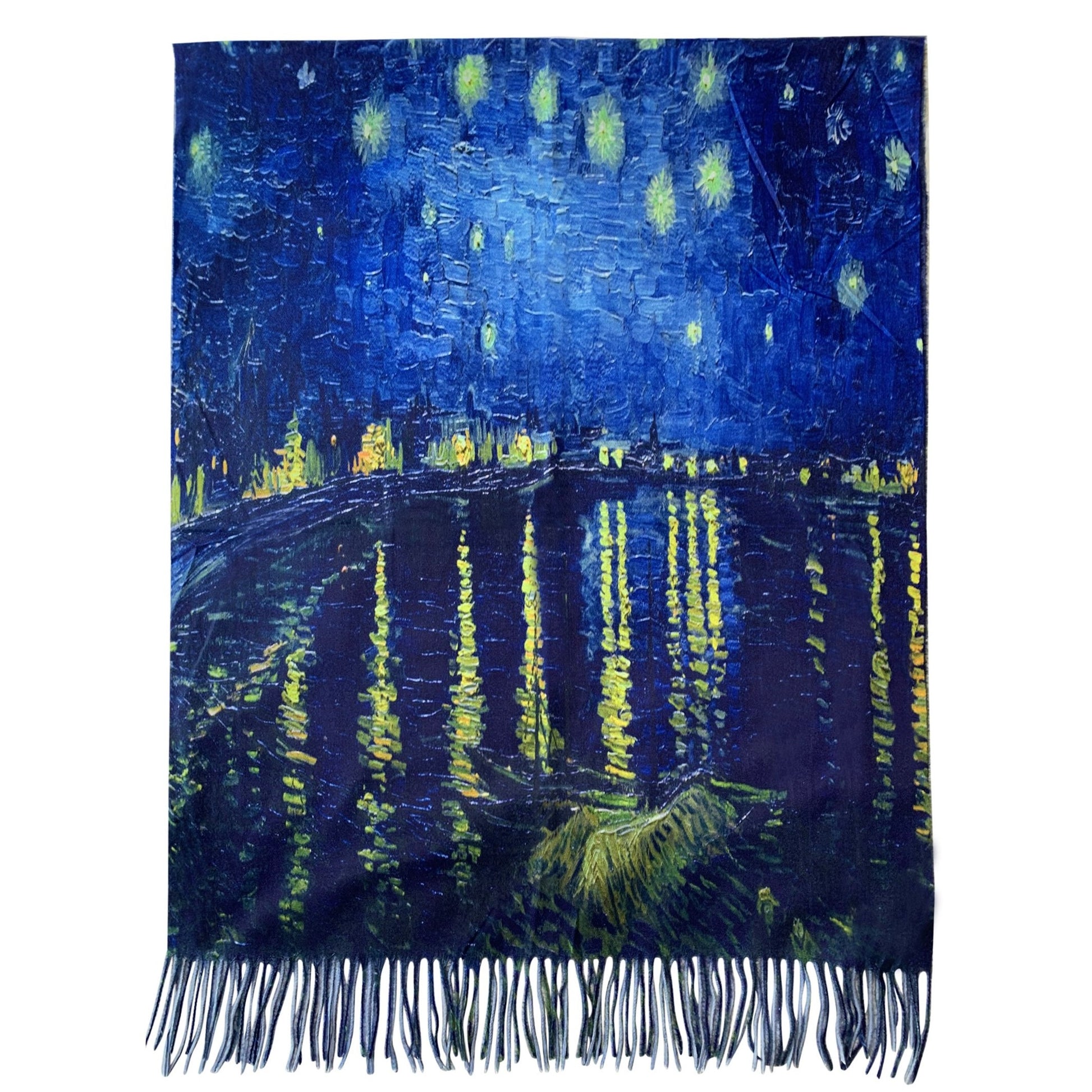 Vlnený šál-šatka, 70 cm x 180 cm, Van Gogh - Starry Over The Rhone 6 